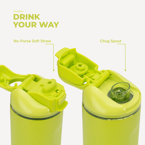 Ease2o 32oz | Compact Water Bottle with Straw & Chug Spout – Lemon Lime