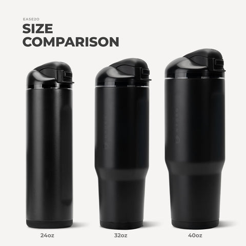 Ease2o 24oz | 2-in-1 Water Bottle with Soft Straw & Chug Spout – Black