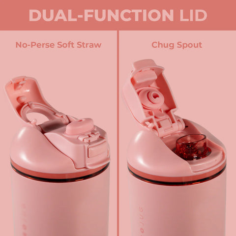 Ease2o 24oz | 2-in-1 Water Bottle with Soft Straw & Chug Spout – Tulip
